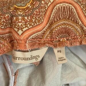 Soft Surroundings Paisley Cropped Pants in Orange and Cream